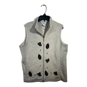 Northern Reflections Womens Fleece Vest Beige Embroidered Fall Size M